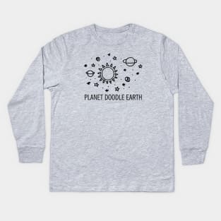 Planet Doodle Earth Kids Long Sleeve T-Shirt